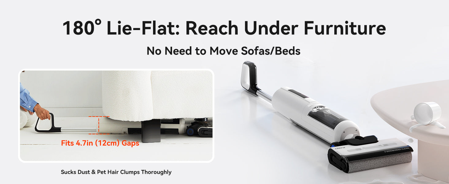 Wet Dry Vacuum Cleaner,Cordless All-in-One Mop & Vacuum with 18KPa Suction for Pet Hair, 140°F Hot Air Drying, 180° Lie-Flat, 40Min Runtime, Anti-Wrap Brush, LED Display, 550mL Tanks, 9.15lbs