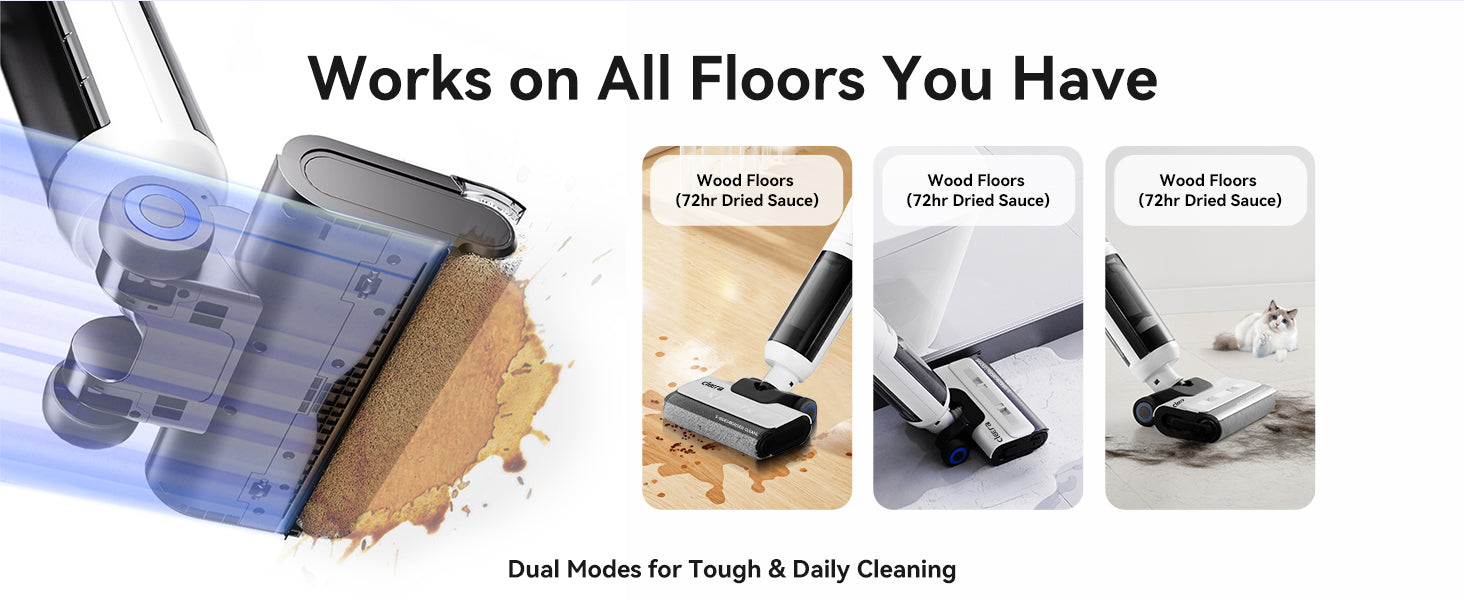 Wet Dry Vacuum Cleaner,Cordless All-in-One Mop & Vacuum with 18KPa Suction for Pet Hair, 140°F Hot Air Drying, 180° Lie-Flat, 40Min Runtime, Anti-Wrap Brush, LED Display, 550mL Tanks, 9.15lbs