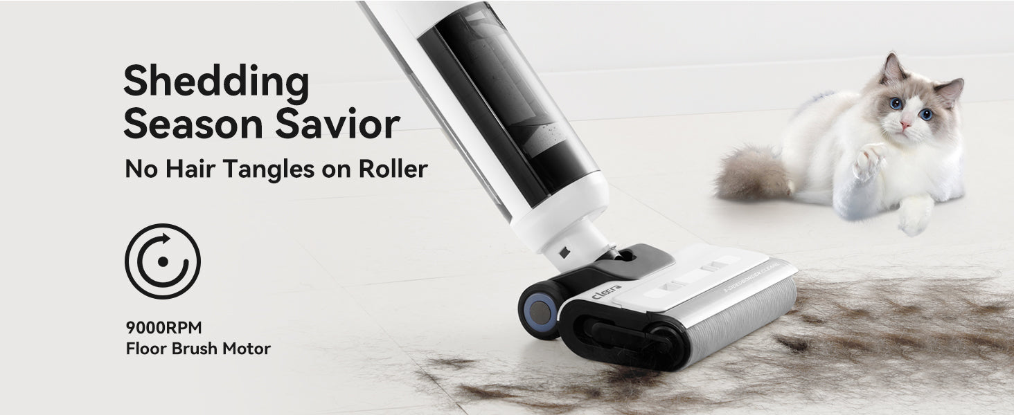 Wet Dry Vacuum Cleaner,Cordless All-in-One Mop & Vacuum with 18KPa Suction for Pet Hair, 140°F Hot Air Drying, 180° Lie-Flat, 40Min Runtime, Anti-Wrap Brush, LED Display, 550mL Tanks, 9.15lbs