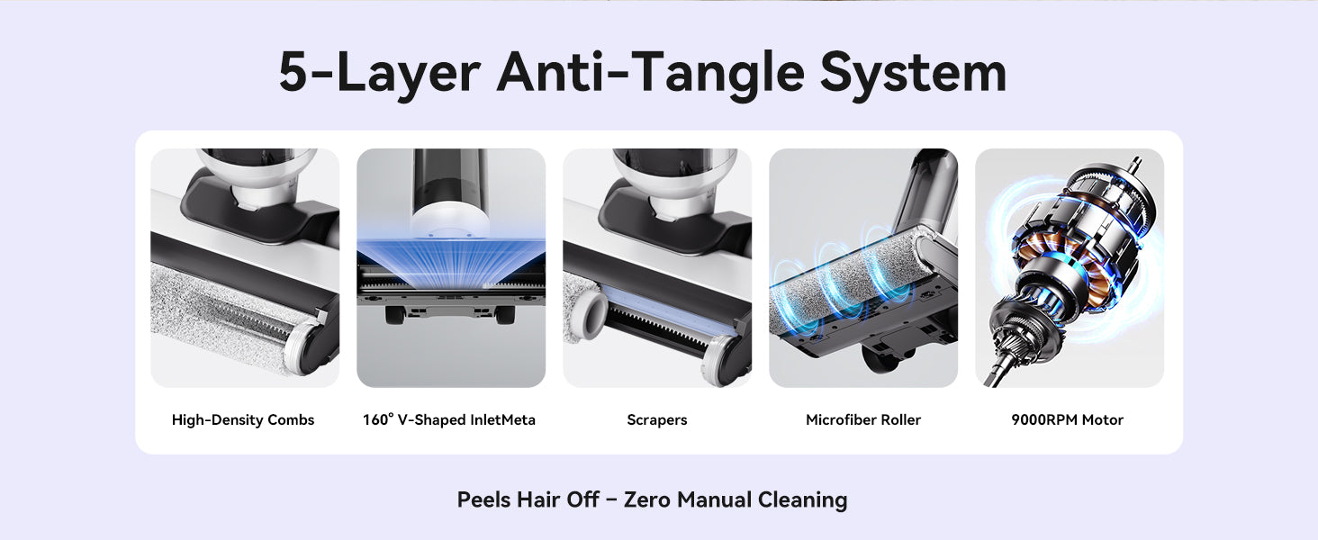 Wet Dry Vacuum Cleaner,Cordless All-in-One Mop & Vacuum with 18KPa Suction for Pet Hair, 140°F Hot Air Drying, 180° Lie-Flat, 40Min Runtime, Anti-Wrap Brush, LED Display, 550mL Tanks, 9.15lbs